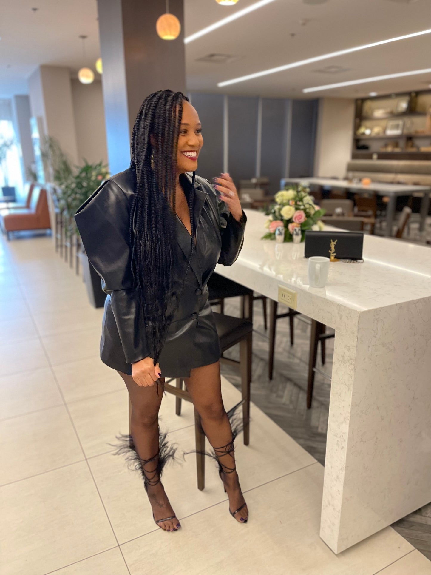 Puff'd Up - Oversized vegan leather jacket - Black